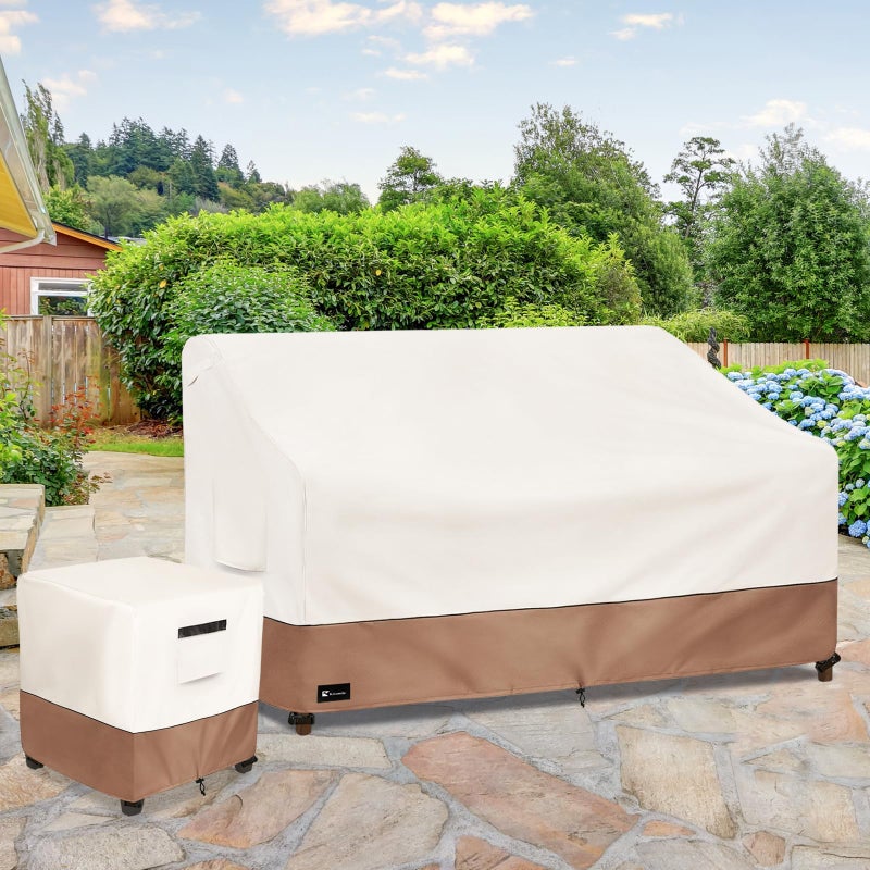 Krismile Outdoor Couch Cover for Patio Furniture - Heavy Duty Waterpoof All-Weather 3-Seater Patio Sofa Cover, 76""x32""x33"" (Beige) - Image 5